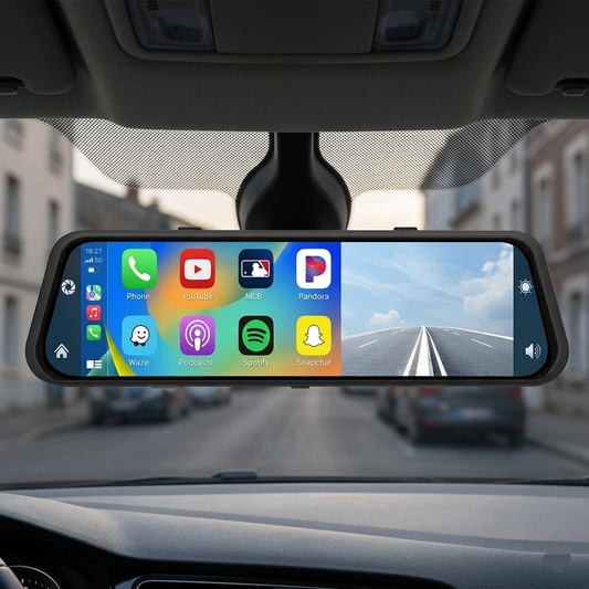 Rétroviseur CarPlay 10 pouces navigation GPS caméra recul intégrée