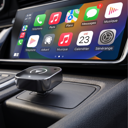 Connexion automatique adaptateur CarPlay sans fil iPhone tableau de bord