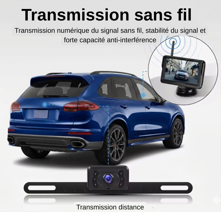 Kit caméra de recul sans fil étanche IP68 pour voiture