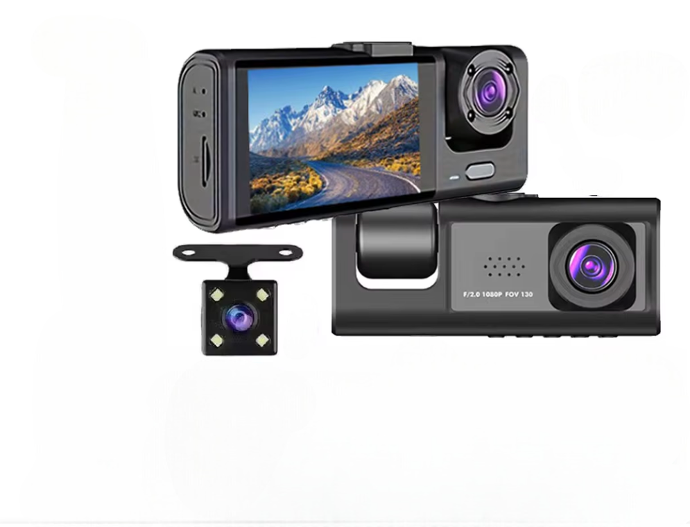 Dashcam 3 canaux écran IPS 2 pouces enregistrement boucle