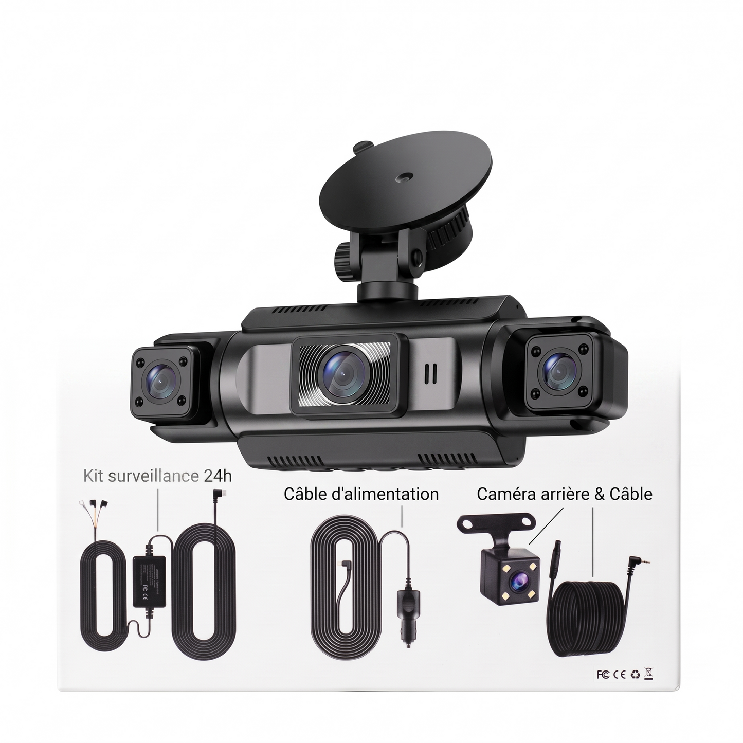 Dashcam 4 canaux installation kit hardwire