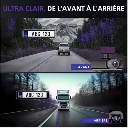 Dashcam 4K UHD WiFi avec double objectif avant et arrière 1080P