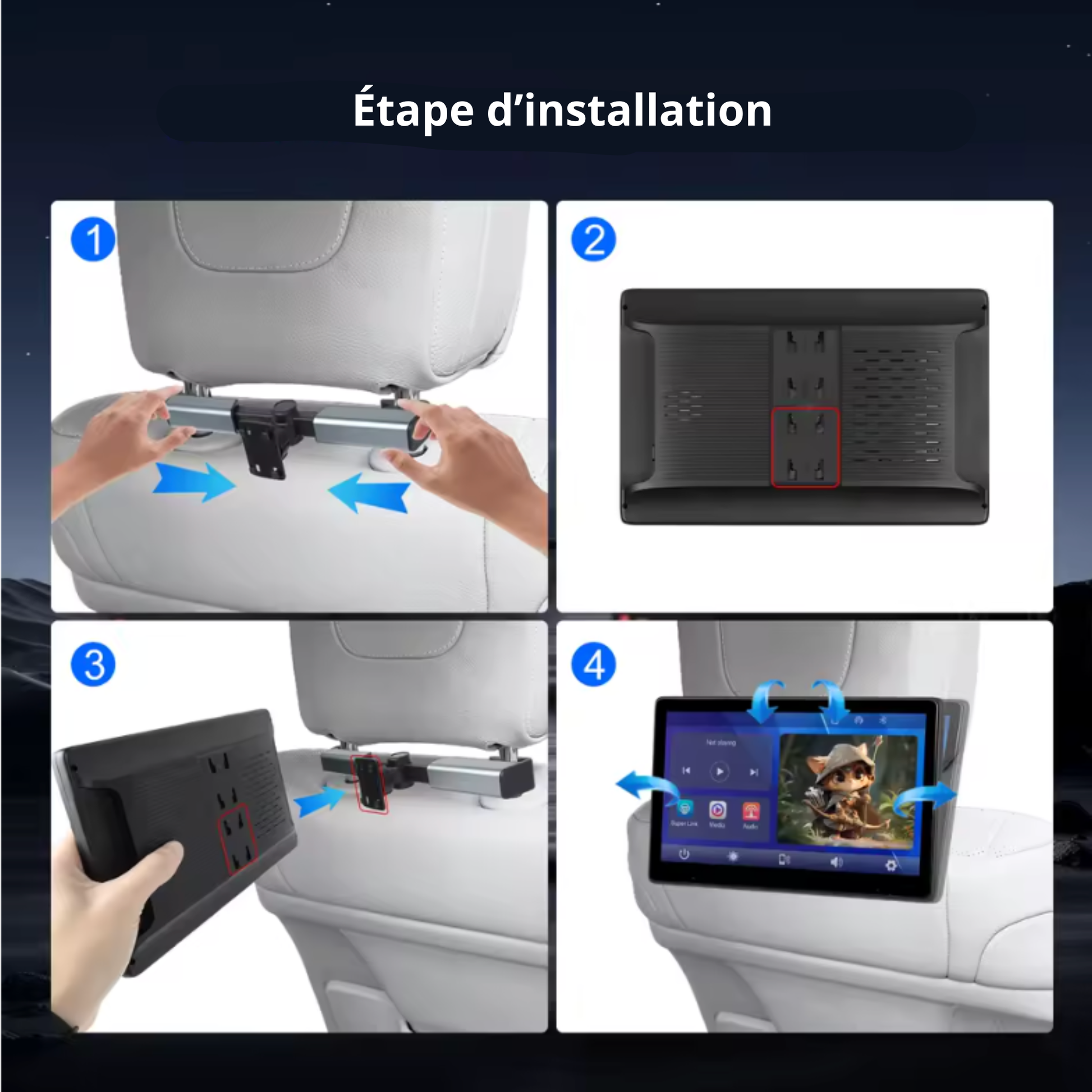 Écran appuie-tête 9 pouces télécommande lecteur vidéo