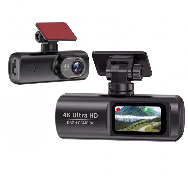 Dashcam 4K Ultra HD WiFi avec écran, vue avant et arrière du boîtier