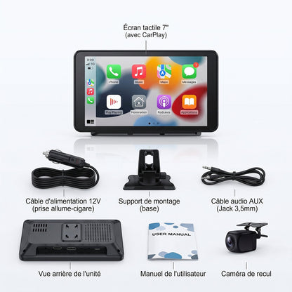 Navigation GPS sur l'écran CarPlay portable 7 pouces