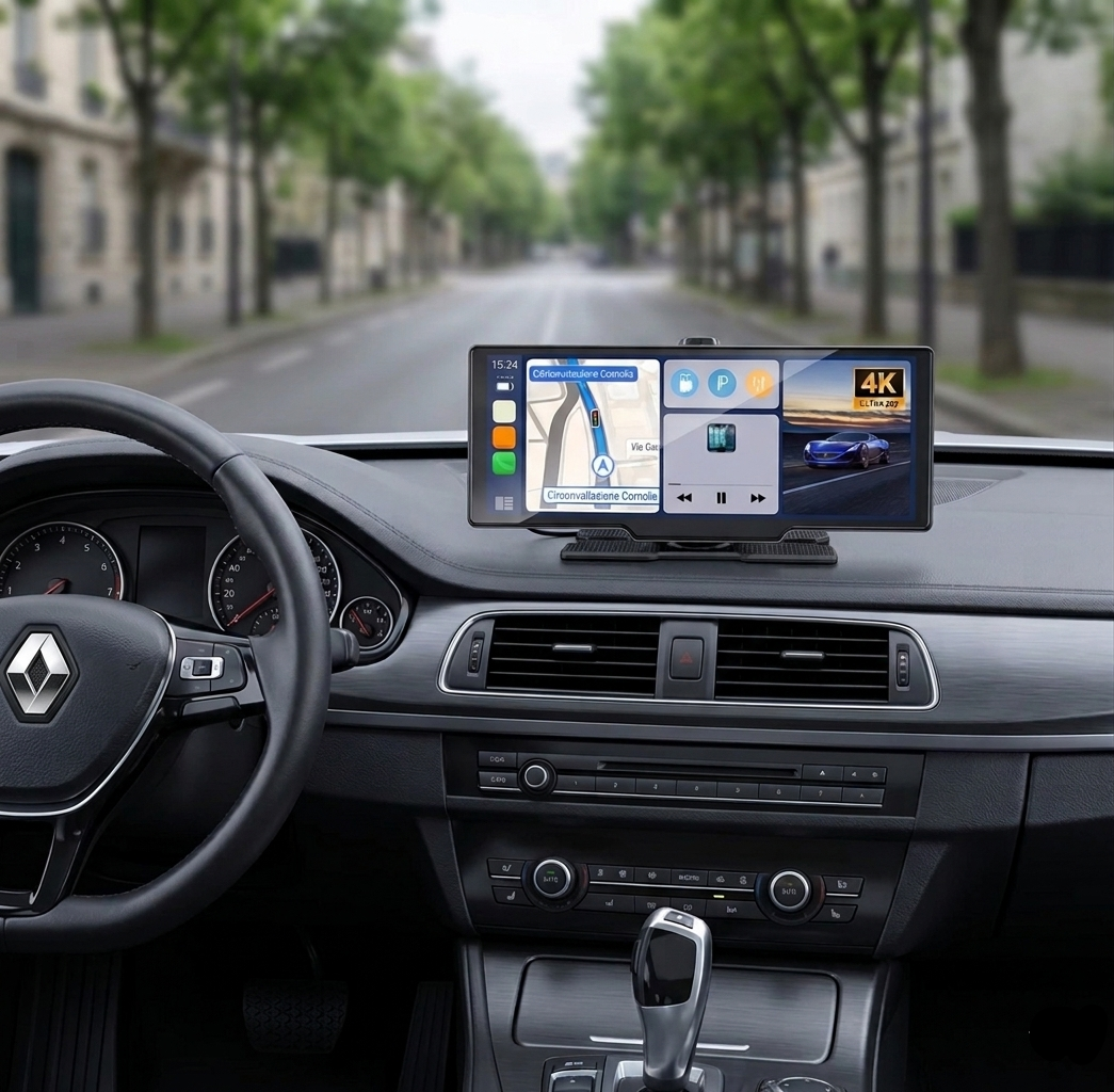 CarPlay sans fil 10 pouces dashcam 4K voiture