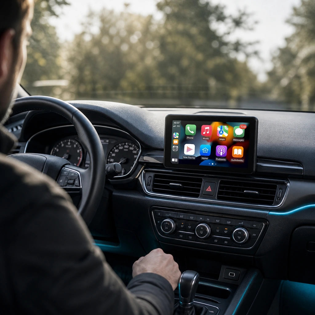 Écran CarPlay 7 pouces avec ventouse pare-brise et adhésif